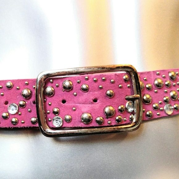 HOLY MOLY BELT!! Pink Studded-Silver & Rhinestones - Picture 2 of 5